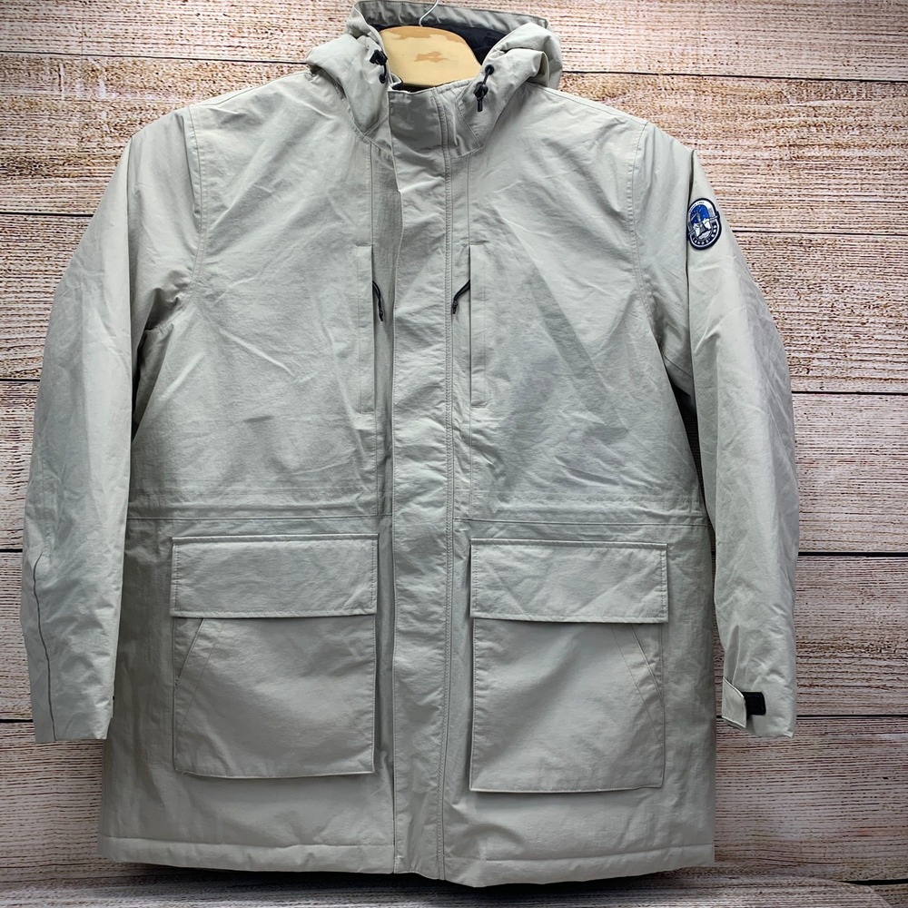 Lands' End Squall Rain Coat Hooded Jacket Soft Putty Beige‎ [Size Large] NWT